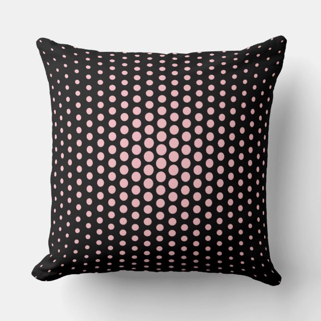 Roze Techno Stippen Modern Zwart Kussen (Voorkant)