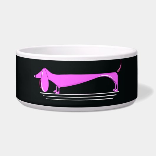 Roze teckel patroon Pet Bowl Voerbakje (Voorkant)
