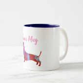 Roze teckel Waterverf Aangepaste naam Tweekleurige Koffiemok (Voorkant rechts)