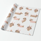 Roze Teckel worst hond Kerstpapier Cadeaupapier (Uitgerold)