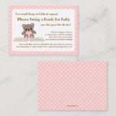 Roze Teddy Baby shower Boek Insert Verzoek Kaart (Voorkant / Achterkant)