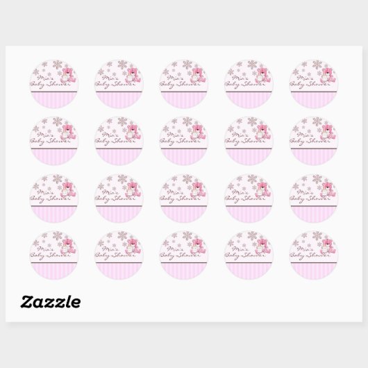 Roze Teddy Baby shower Sticker (Vel)