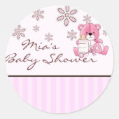 Roze Teddy Baby shower Sticker (Voorkant)