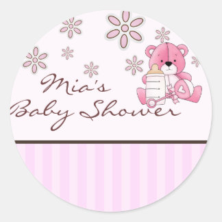 Roze Teddy Baby shower Sticker