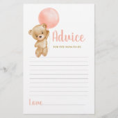Roze Teddy Bear-advies voor moeder om kaart te wor (Voorkant)