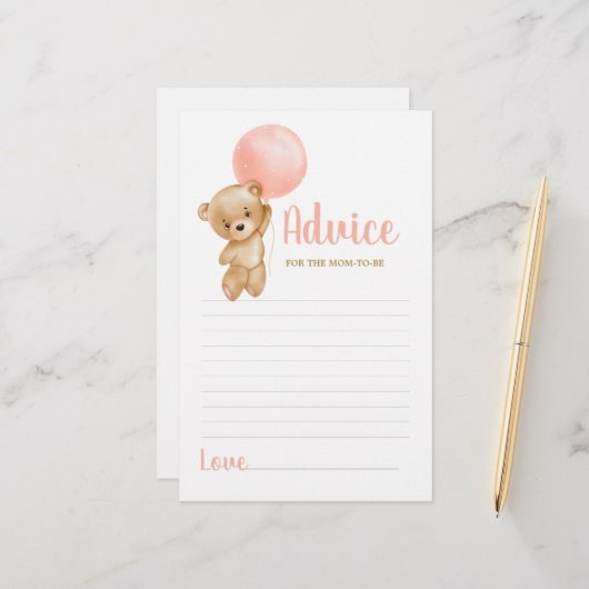 Roze Teddy Bear-advies voor moeder om kaart te wor (Voorkant / Achterkant in situ)