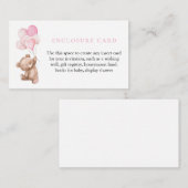 Roze Teddy Bear Baby shower Behuizing Kaart (Voorkant / Achterkant)