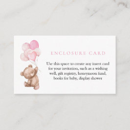 Roze Teddy Bear Baby shower Behuizing Kaart