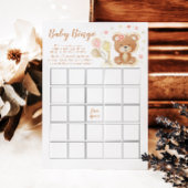Roze Teddy Bear Baby shower Bingo Game Kaart