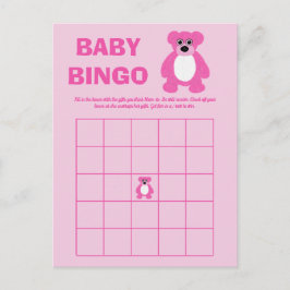 Roze Teddy Bear Baby shower Bingo Spel Kaarten
