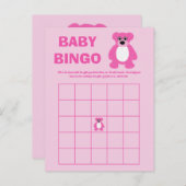 Roze Teddy Bear Baby shower Bingo Spel Kaarten (Voorkant / Achterkant)
