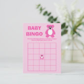 Roze Teddy Bear Baby shower Bingo Spel Kaarten (Staand voorkant)