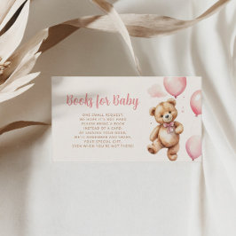 Roze Teddy Bear Baby shower Boeken voor Baby Informatiekaartje