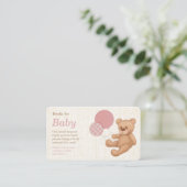 Roze Teddy Bear Baby shower Book Request Informatiekaartje (Staand voorkant)