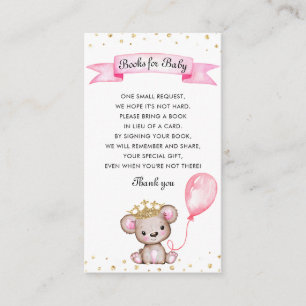 Roze Teddy Bear Baby shower Books for Baby Informatiekaartje