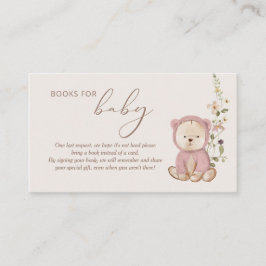 Roze Teddy Bear Baby shower Books for Baby Informatiekaartje