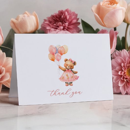 Roze Teddy Bear Baby shower Dank u Kaarten