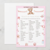 Roze Teddy Bear Baby shower - Editable Name, 5x7 Kaart (Voorkant / Achterkant)