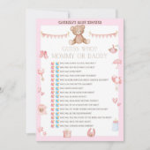 Roze Teddy Bear Baby shower - Editable Name, 5x7 Kaart (Voorkant)