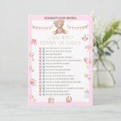 Roze Teddy Bear Baby shower - Editable Name, 5x7 Kaart (Staand voorkant)
