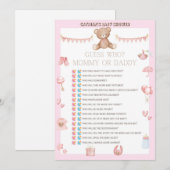 Roze Teddy Bear Baby shower - Editable Name, 5x7 Kaart (Voorkant / Achterkant)