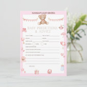 Roze Teddy Bear Baby shower - Editable Name, 5x7 Kaart (Staand voorkant)