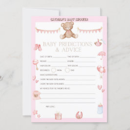Roze Teddy Bear Baby shower - Editable Name, 5x7 Kaart