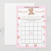 Roze Teddy Bear Baby shower - Editable Name, 5x7 Kaart (Voorkant / Achterkant)