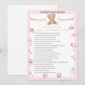Roze Teddy Bear Baby shower - Editable Name, 5x7 Kaart (Voorkant / Achterkant)