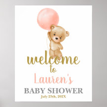 Roze Teddy Bear Baby shower Girl Welkomstbord
