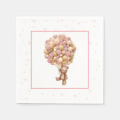 Roze Teddy Bear Baby shower - Hot Air Ballon - Servet (Voorkant)