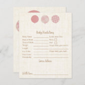 Roze Teddy Bear Baby shower Predications and Advic (Voorkant / Achterkant)