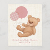 Roze Teddy Bear Baby shower Predications and Advic (Achterkant)