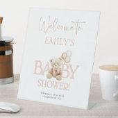 Roze Teddy Bear Baby shower Welkom Pedestal Sign Reclamebord Met Voetstuk (Insitu)