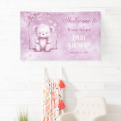 Roze Teddy Bear Baby shower Welkom Spandoek (Insitu)