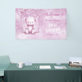 Roze Teddy Bear Baby shower Welkom Spandoek (Beurs)