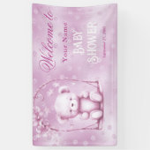 Roze Teddy Bear Baby shower Welkom Spandoek (Verticaal)