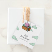 Roze Teddy Bear Ballonmand Baby shower Bedankjes Labels (In situ)