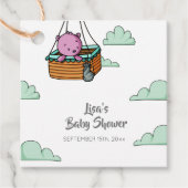 Roze Teddy Bear Ballonmand Baby shower Bedankjes Labels (Voorkant)