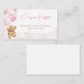 Roze Teddy Bear Ballons Baby shower Luier Raffle Informatiekaartje (Voorkant / Achterkant)