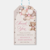 Roze Teddy Bear Balloon Baby shower Cadeaulabel (Voorkant)