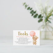 Roze Teddy Bear Books for Baby Request Card Informatiekaartje (Staand voorkant)
