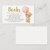 Roze Teddy Bear Books for Baby Request Card Informatiekaartje (Voorkant / Achterkant)