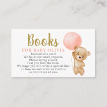 Roze Teddy Bear Books for Baby Request Card