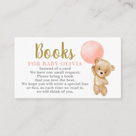 Roze Teddy Bear Books for Baby Request Card Informatiekaartje