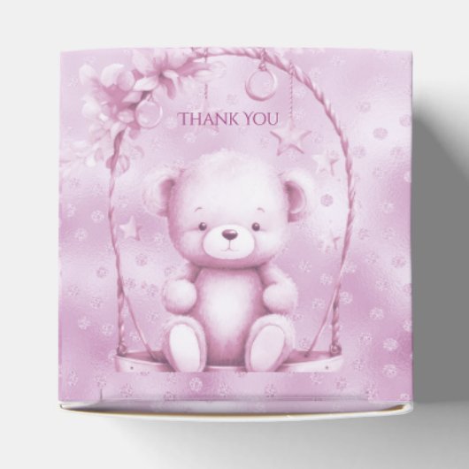 Roze Teddy Bear Favor Box Bedankdoosjes (Bovenkant)