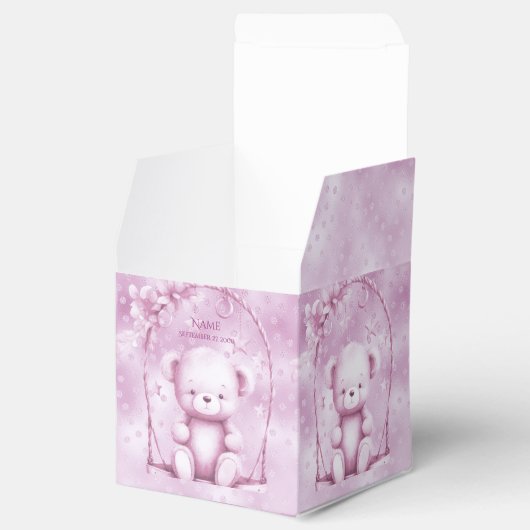 Roze Teddy Bear Favor Box Bedankdoosjes (Geopend)