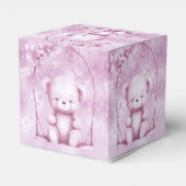 Roze Teddy Bear Favor Box Bedankdoosjes (Achterkant)