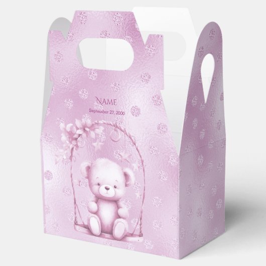 Roze Teddy Bear Favor Box Bedankdoosjes (Geopend)