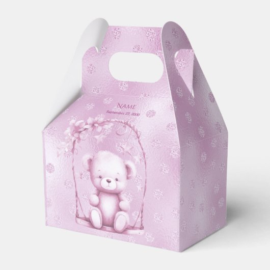 Roze Teddy Bear Favor Box Bedankdoosjes (Voorkant Zijde)